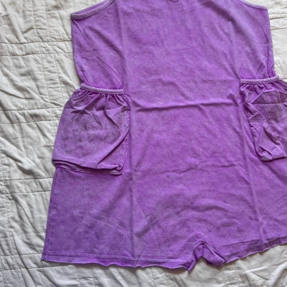 Zenana Outfitters Lavender/Purple Romper with Pockets - Picture 4 of 8